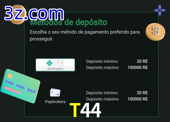 O cassino T44 oferece uma grande variedade de métodos de pagamento